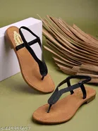 Shoetopia Black Flat Sandals 