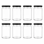 Afast 200 ML Glass Jar Round Shape,with Black Metal Color Cap Rust Proof Air Tight '