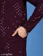 Embellished Mandarin Neck Kurta with Mirror Work for Men 