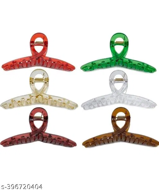 Plastic Hair Clutcher for Women & Girls (Multicolor, Pack of 6)