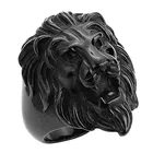 Roaring Lion Head Finger Ring for Men (Black)