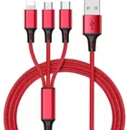 A S Dual Fast Charger 3.1A with Micro, Type-C & iPhone Cable 