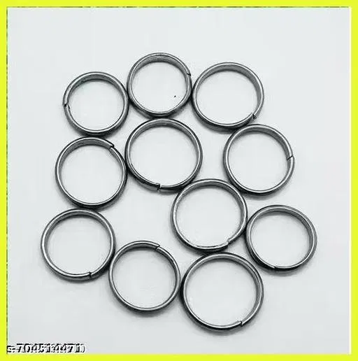Iron Shani Dev Ring Pack of 10 for Men (Silver, Adjustable)