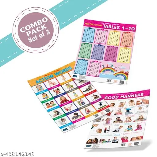 Bookford Publications My small chart Good Manners, Action Words & Tables (Set of 3)