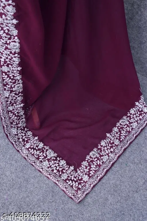 Georgette Embellished Saree For Women, Purple