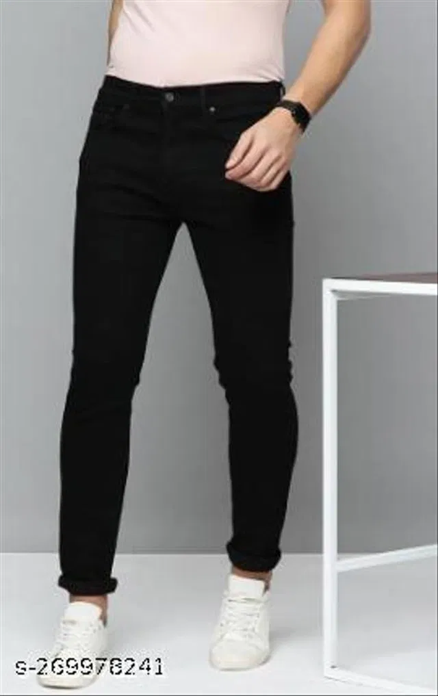Denim Slim Fit Jeans for Men (Black, 30)