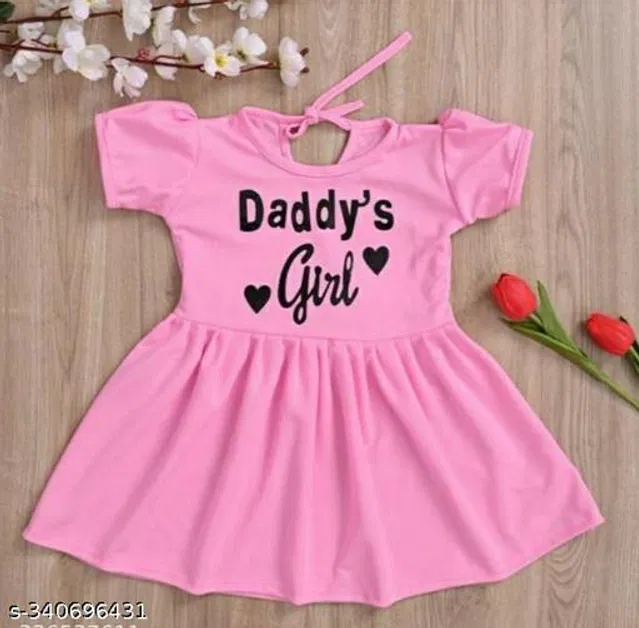 Crepe Frock for Girls (Pink, 12-18 Months)
