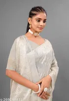 Cotton Linen Zari Woven Saree for Women 