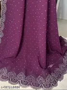 Georgette Solid Saree For Women, Purple