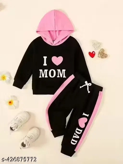 Cotton Blend Printed Clothing Set for Kids, Black (18-24 Months)