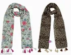 Poly Chiffon Printed Scarves for Women (Multicolor, 1.75 m) (Pack of 2)