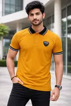 Classic Polo Neck Polycotton T-Shirt for Men ,Yellow 