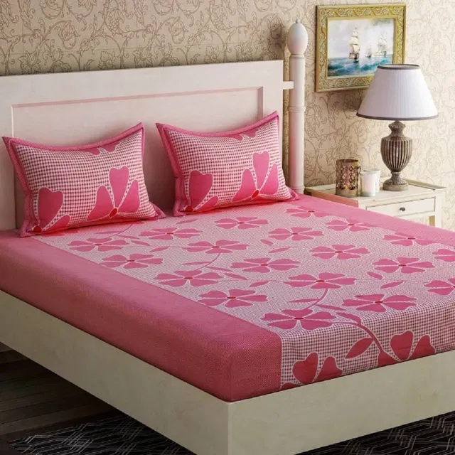 Polycotton Fitted 88x90in Bedsheet (Pink)