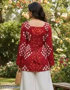 Rayon Striped Short Kurti for Women, Maroon 