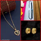 Combo of Pendant with Thread Bracelet & 1 Pair Earrings for Women 