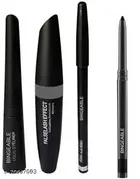 Black Waterproof, Smudge Proof Eyeliner with Mascara, Eyebrow Pencil and Kajal 