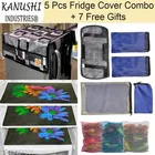 KANUSHI Industries® 1Pc Fridge Cover for Top with 6 Utility Pockets + 1 Handles Covers + 3 Fridge Mats + 7 Gifts 