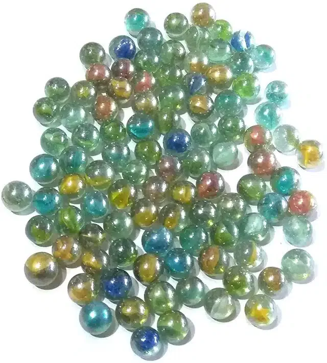 100 Pcs Mini Size Glass Marbles with Shooter (Multicolor, Set of 1)