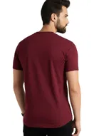 Polyester Printed T-Shirt for Men, Maroon 