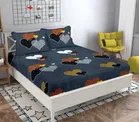 Glace Cotton Printed Fitted Double Bedsheet with Two Pillow Covers 