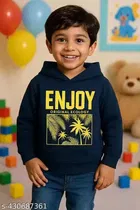 Cotton Printed Hoodie for Boys, Navy Blue 
