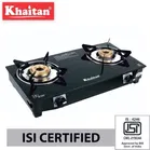 Khaitan 2 Burner BP Nano MS Black Glass Manual Gas Stove  