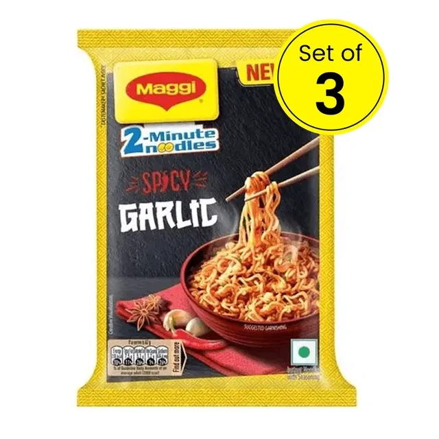 मैगी स्पाइसी गार्लिक इंस्टेंट नूडल्स 3X62 g (पैक ऑफ 3)