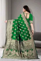 Silk Woven Design Saree for Women, Green 