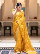 Banarasi Yellow Art Silk Printed Saree for Women