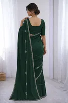 Bollywood Satin Embroidered Saree for Women 
