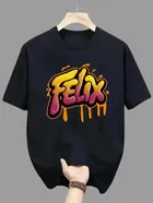 Polyester Printed Half Sleeves T-Shirts For Men, Black 