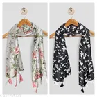 Chiffon Scarves for Women, White, Pack of 2