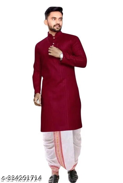 Kurta for Men (Maroon, XL)