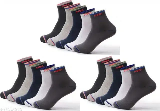 Ankle Length Socks for Men (Multicolor) (Set of 15)