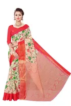 Cotton Flower Printed Saree for Women 
