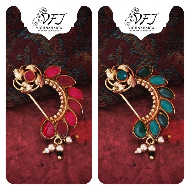 Alloy Nath Nosepins for Women (Multicolor, Pack of 2)