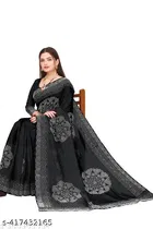 Georgette Saree for Women, Black 