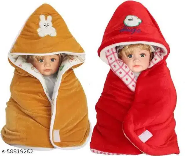 Baby Sleeping Bag (Red & Mustard, Pack of 2)