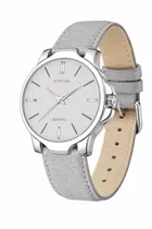 Stainless Steel Dial with PU Strap Analog Watch for Men, Grey