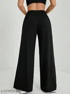 Cotton Blend Solid Trousers for Men, Black 