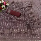 Lycra Blend Solid Saree for Women, Maroon 