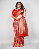 Silk Woven Design Saree for Women, Red 