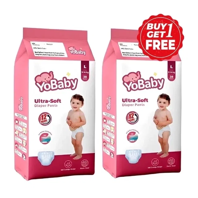योबेबी बेबी डायपर लार्ज 2X28 Pcs (बय 1 गेट 1 फ्री)