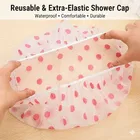 Shower Cap  for Women, Reusable Waterproof Elastic Eva Free-Size Bathroom Shower 3pcs Caps - For Homes, Spas, Salons, Hair Treatment, Beauty Parlors 