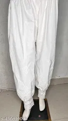 Cotton Solid Salwar for Women, White 