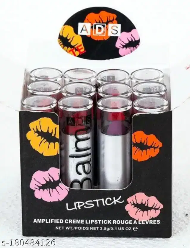 ADS Lip Balm cum Lipsticks (Multicolor, Pack of 12)
