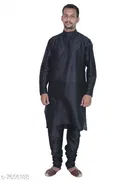 Dupion Silk Solid Kurta with Pyjama for Men 