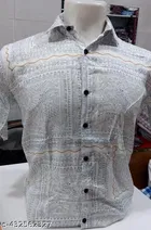 Rayon Printed Shirt for Men, Grey 