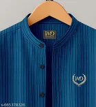 Striped Cotton Blend Mandarin T-Shirt for Boys 