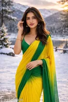 Two Shade Colour Combination Georgette Saree for Women 